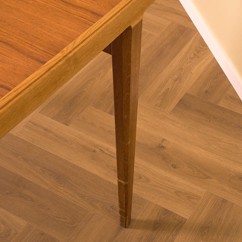 Swedish rectangular dining table in teak and oak