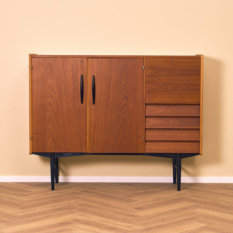 Swedish highboard in teak by Hugo Troeds, Bjärnum