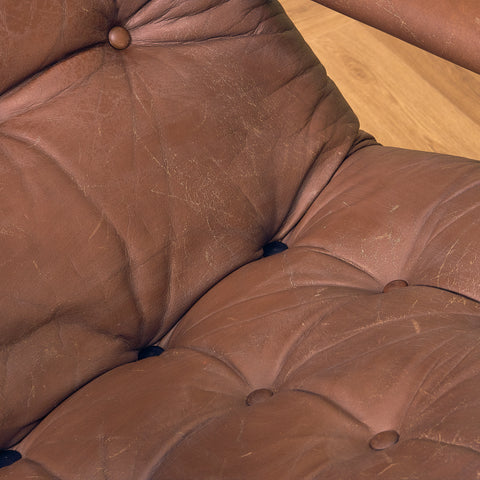 Fåtölj i läder och krom från mitten av århundradet