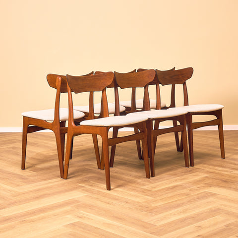 Danish set of 6 dining chairs in teak by Schiønning & Elgaard