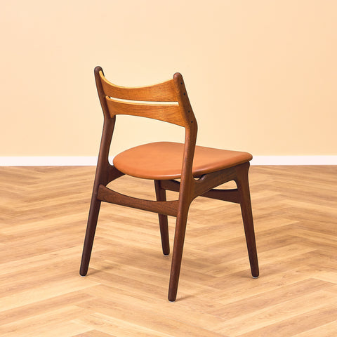 Danish dining chairs in solid walnut and teak by Erik Buch for Chr. Christensen Møbelfabrik, model 310