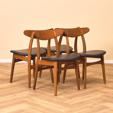 Danskt set med 4 matstolar modell CH30 av Hans J. Wegner för Carl Hansen & Son
