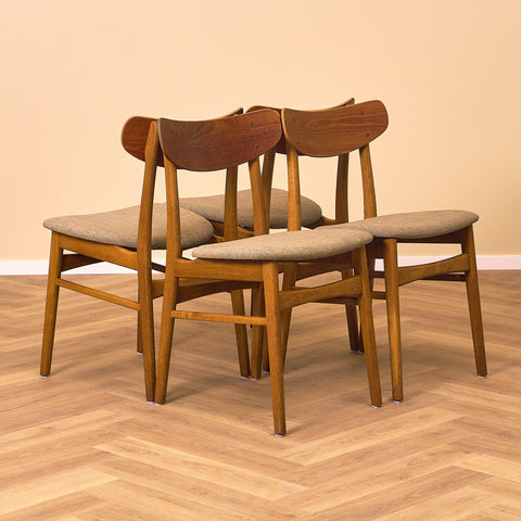Danish dining chairs in teak & oak by Farstrup