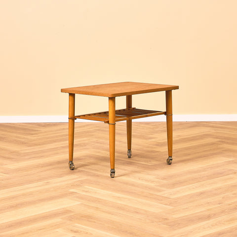 Swedish side table in teak and beech
