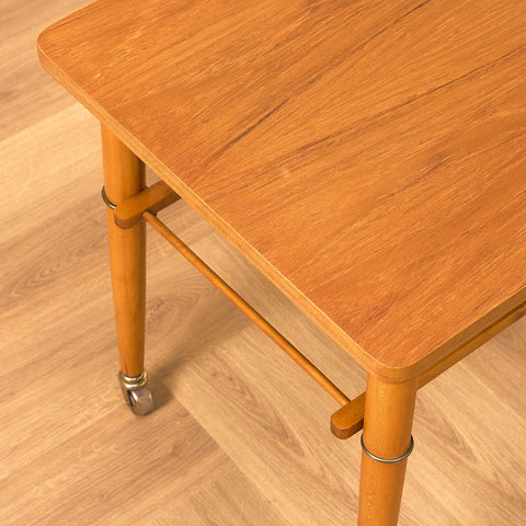 Swedish side table in teak and beech