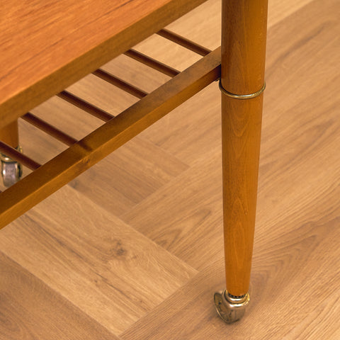 Swedish side table in teak and beech