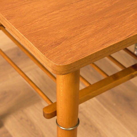 Swedish side table in teak and beech
