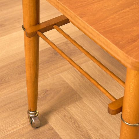 Swedish side table in teak and beech