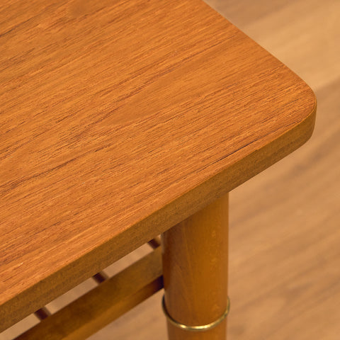 Swedish side table in teak and beech