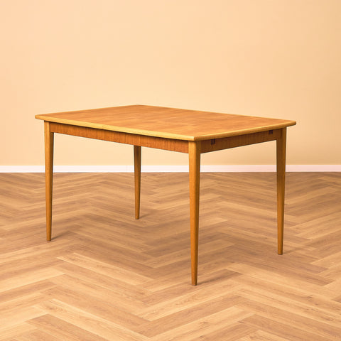 Swedish rectangular dining table in teak and beech