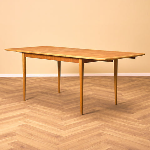 Swedish rectangular dining table in teak and beech