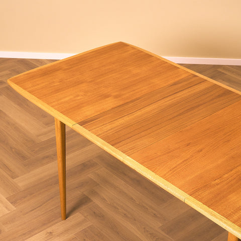 Swedish rectangular dining table in teak and beech