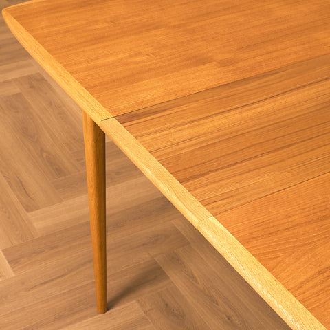 Swedish rectangular dining table in teak and beech