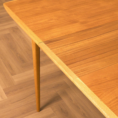 Swedish rectangular dining table in teak and beech