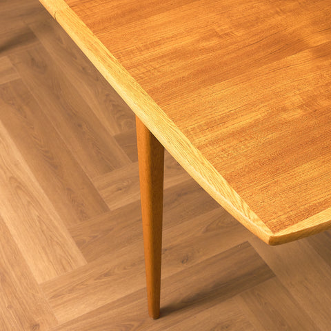 Swedish rectangular dining table in teak and beech