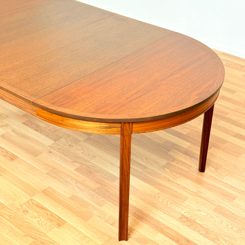 Swedish round dining table in walnut by Skaraborgs Möbelindustri in Tibro