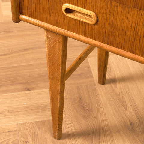 Swedish small chest of drawers in teak and oak by AB Carlström