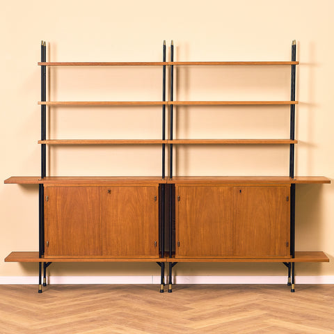 Svensk modulär bokhylla i teak, modell 'Prydno', av Bröderna Gustafsson