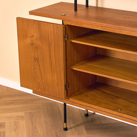 Svensk modulär bokhylla i teak, modell 'Prydno', av Bröderna Gustafsson