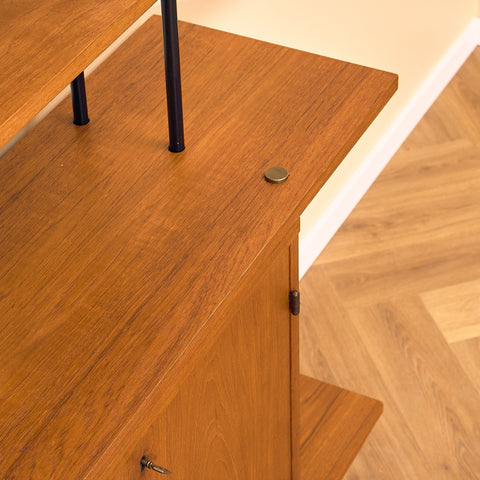 Svensk modulär bokhylla i teak, modell 'Prydno', av Bröderna Gustafsson