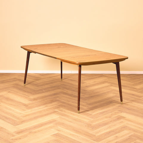 Swedish dining table in teak and beech