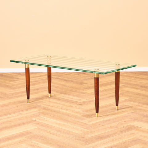 Swedish coffee table in glass and beech