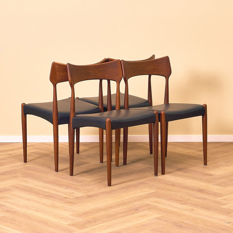 Danish dining chairs in teak by Bernard Peterson and Son