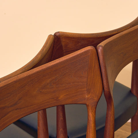 Danish dining chairs in teak by Bernard Peterson and Son