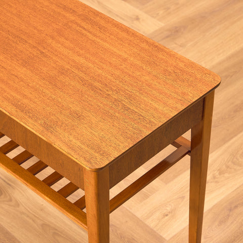 Swedish bedside tables in beech and teak by Svensk Möbelindustri