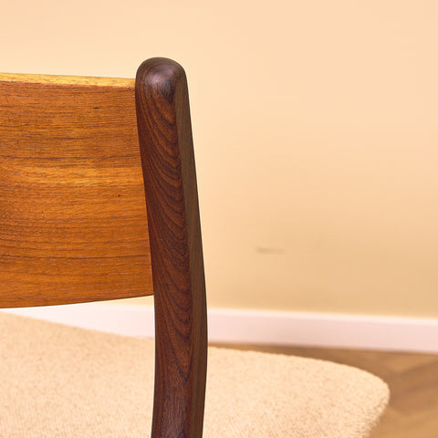 Danish dining chairs in teak and walnut