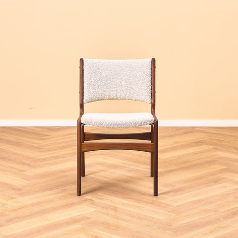 Danish dining chairs in walnut by Erik Buch, model 98