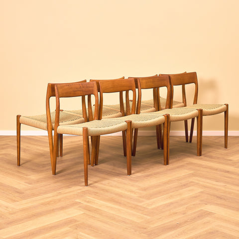 Danish dining chairs in solid teak  model 77, by Niels Otto Møller for J.L. Møllers Møbelfabrik