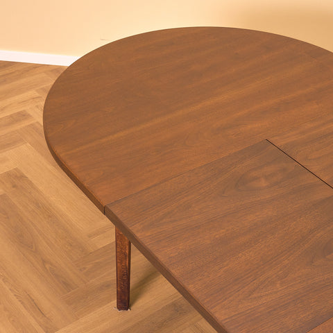 Danish oval dining table in stained teak and beech