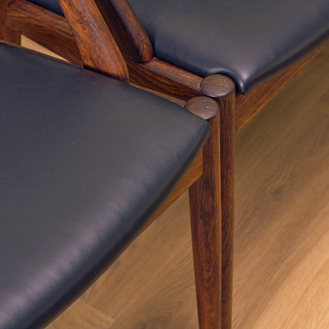 Danish dining chairs in Santos rosewood by Kai Kristiansen for Schou Andersen, model 31