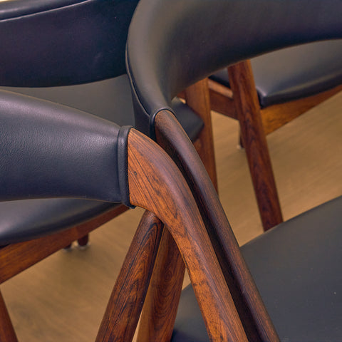 Danish dining chairs in Santos rosewood by Kai Kristiansen for Schou Andersen, model 31