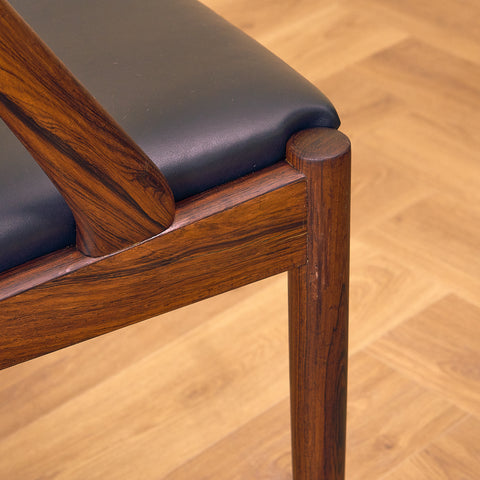 Danish dining chairs in Santos rosewood by Kai Kristiansen for Schou Andersen, model 31