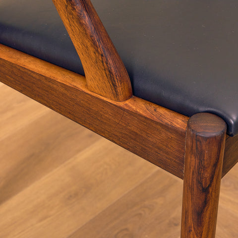 Danish dining chairs in Santos rosewood by Kai Kristiansen for Schou Andersen, model 31