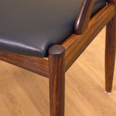 Danish dining chairs in Santos rosewood by Kai Kristiansen for Schou Andersen, model 31
