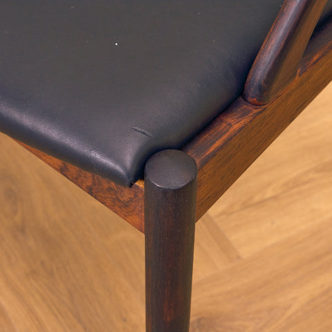 Danish dining chairs in Santos rosewood by Kai Kristiansen for Schou Andersen, model 31