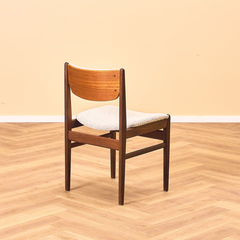Danish dining chairs in teak and walnut