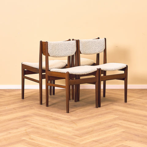 Danish dining chairs in teak and walnut
