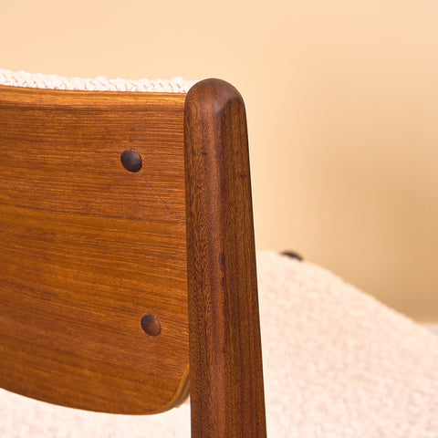 Danish dining chairs in teak and walnut