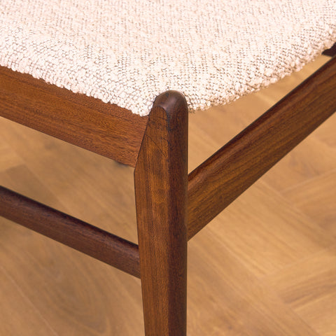 Danish dining chairs in teak and walnut