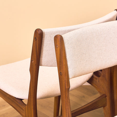 Danish set of 4 dining chairs in solid walnut by Erik Buch