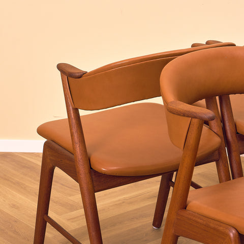 Danish dining chairs in solid teak, model 32 by Kai Kristiansen for Korup Stolefabrik