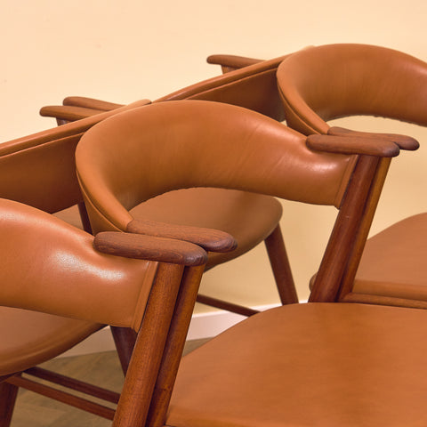 Danish dining chairs in solid teak, model 32 by Kai Kristiansen for Korup Stolefabrik