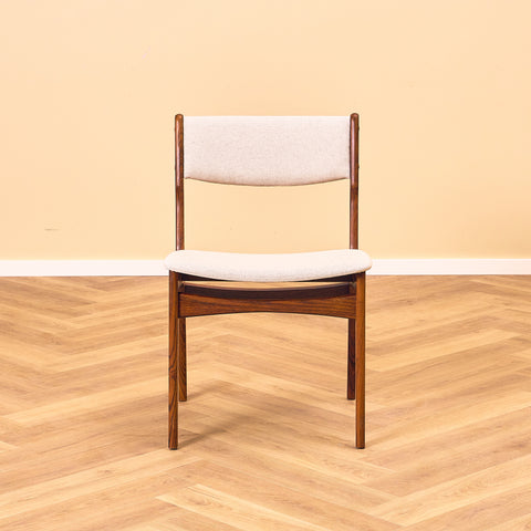 Danish set of 6 dining chairs in solid Santos rosewood by Erik Buch