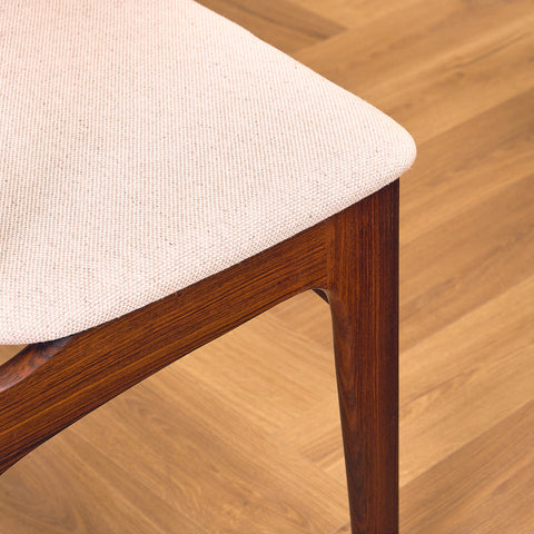 Danish set of 6 dining chairs in solid Santos rosewood by Erik Buch