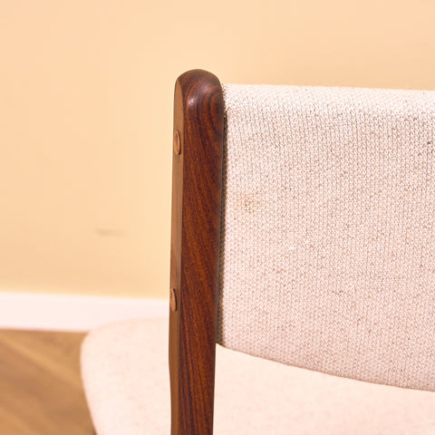 Danish set of 6 dining chairs in solid Santos rosewood by Erik Buch