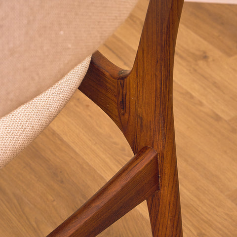 Danish set of 6 dining chairs in solid Santos rosewood by Erik Buch